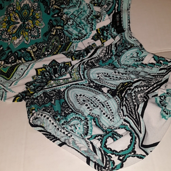 New STYLE & CO pretty Paisley Turquoise Teal Beautiful Versatile blouse - Picture 4 of 8